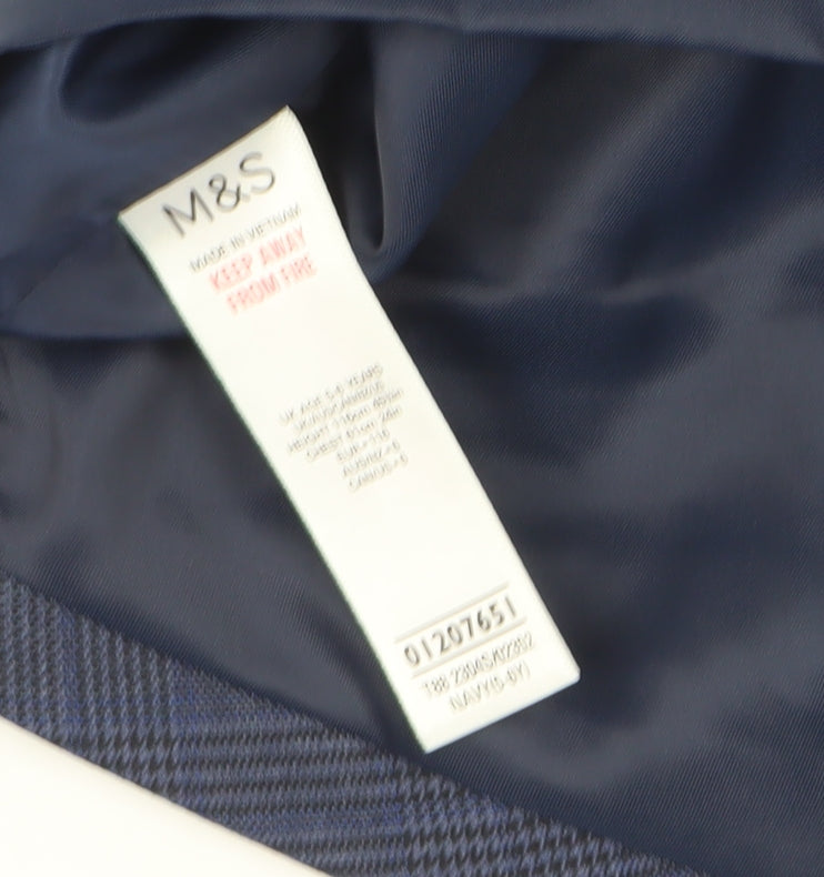 Marks and Spencer Boys Blue Plaid Waistcoat, 8 Years, Adjustable Strap