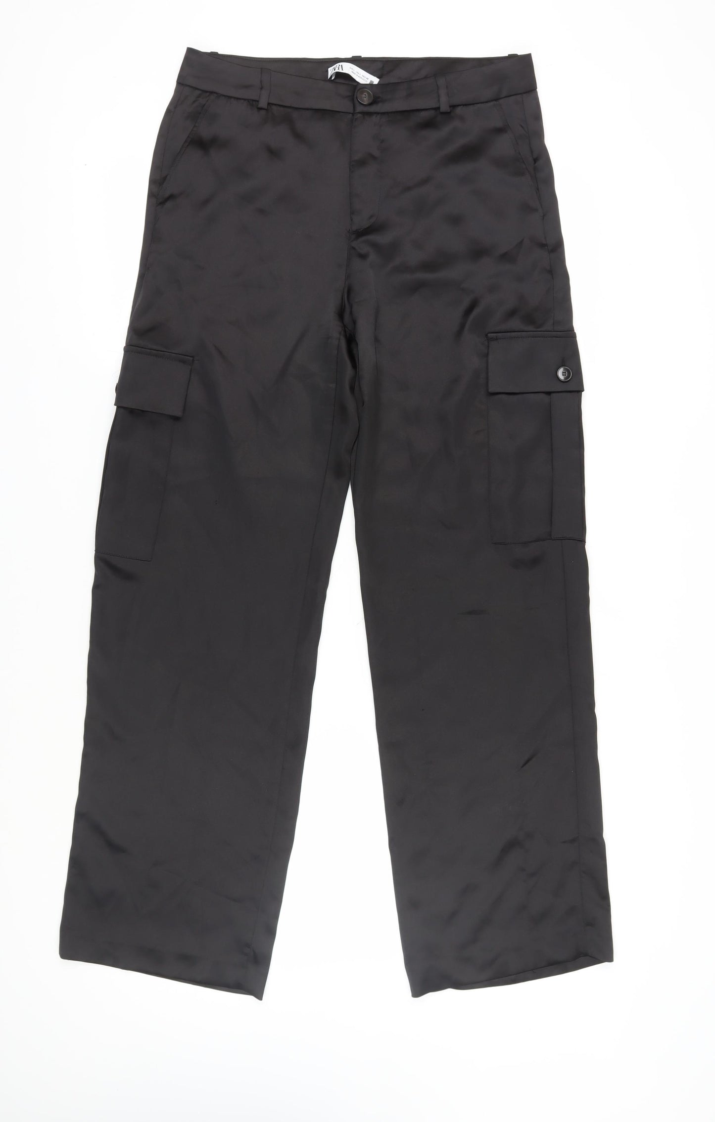 Zara Women's Black Cargo Trousers Size L