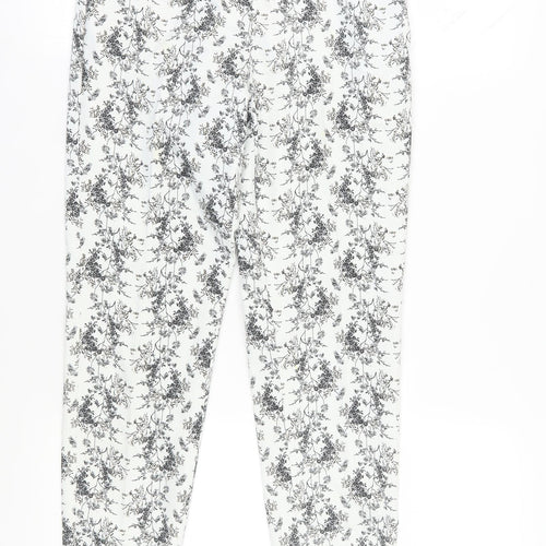 Floral Dress Pants, Women, Black & White, Size 8, Slim Fit