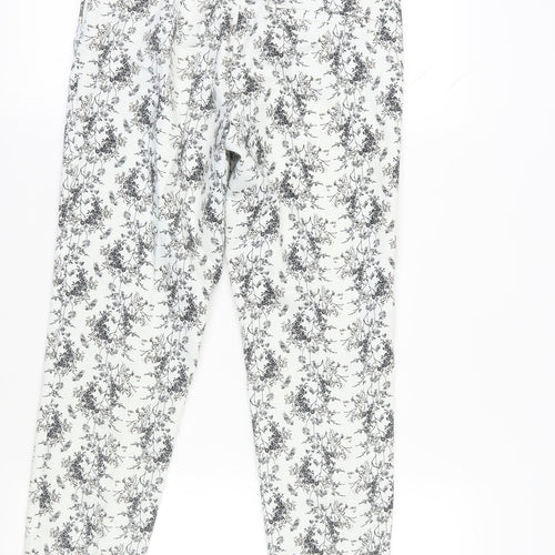 Floral Dress Pants, Women, Black & White, Size 8, Slim Fit