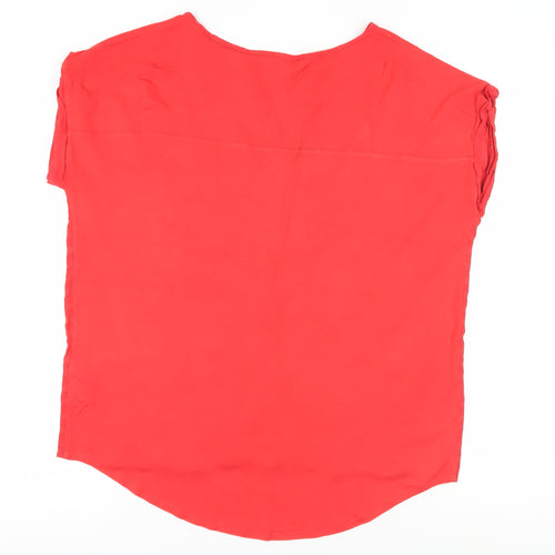 Next Women Red V-Neck Blouse, Size 14, Casual Short Sleeve