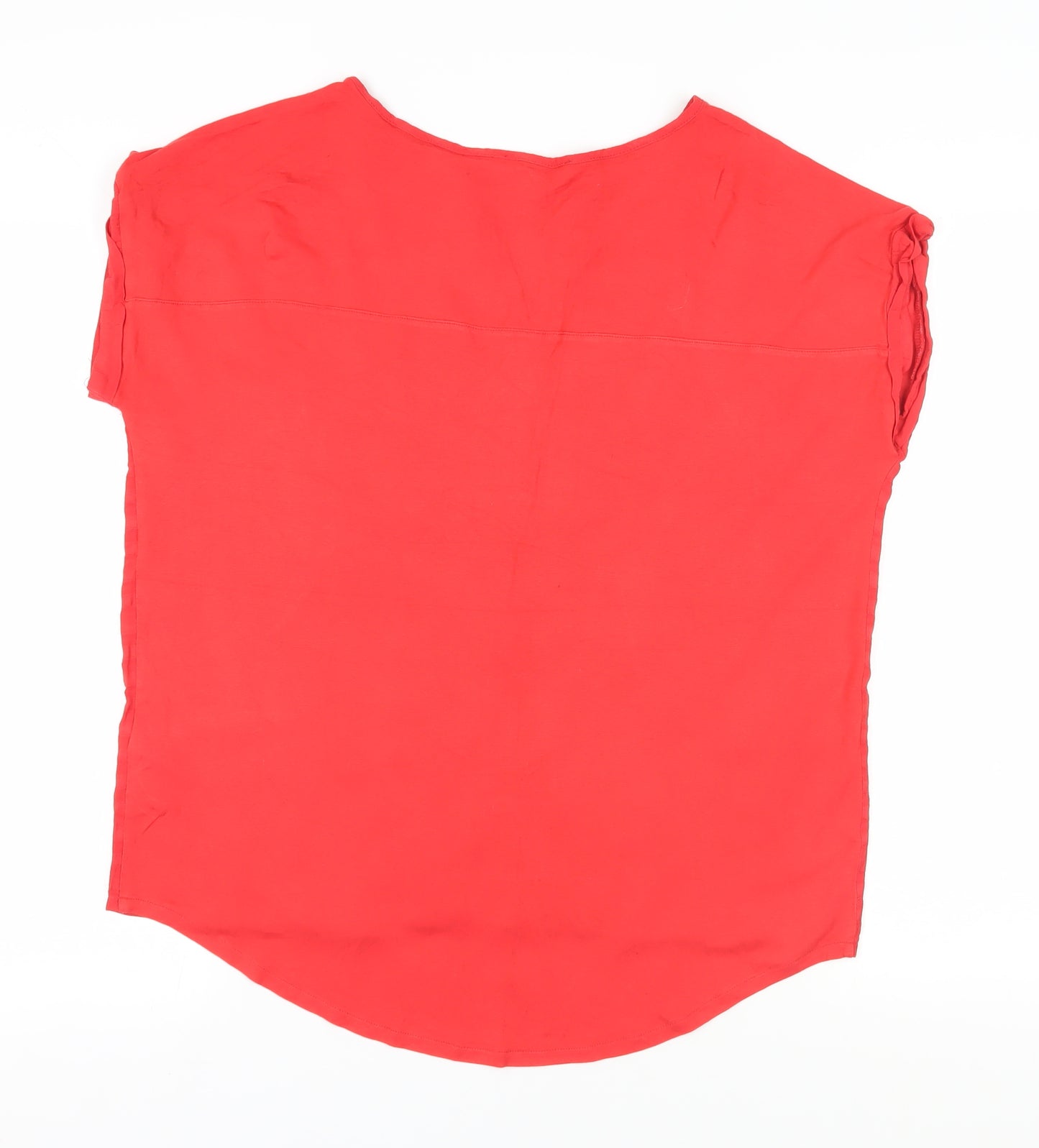 Next Women Red V-Neck Blouse, Size 14, Casual Short Sleeve