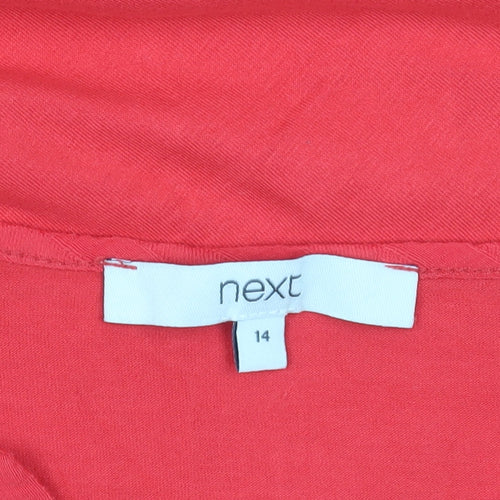 Next Women Red V-Neck Blouse, Size 14, Casual Short Sleeve