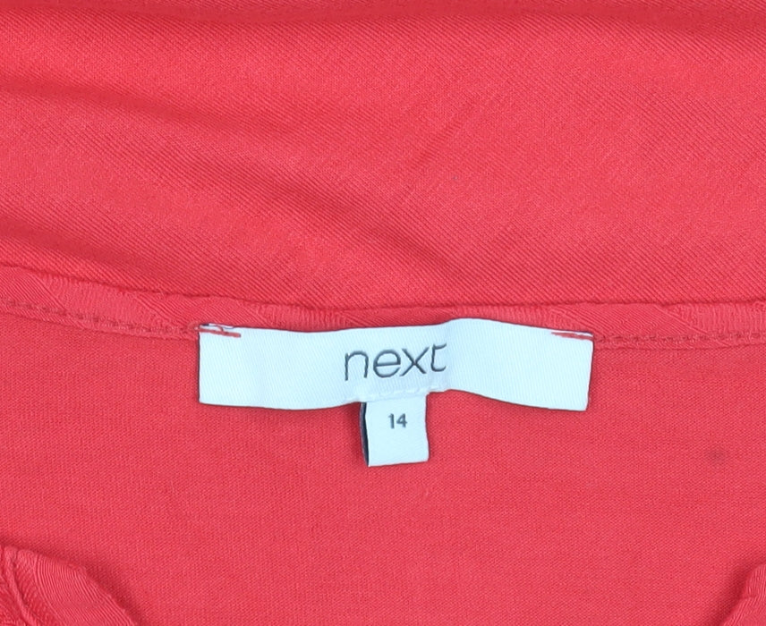 Next Women Red V-Neck Blouse, Size 14, Casual Short Sleeve