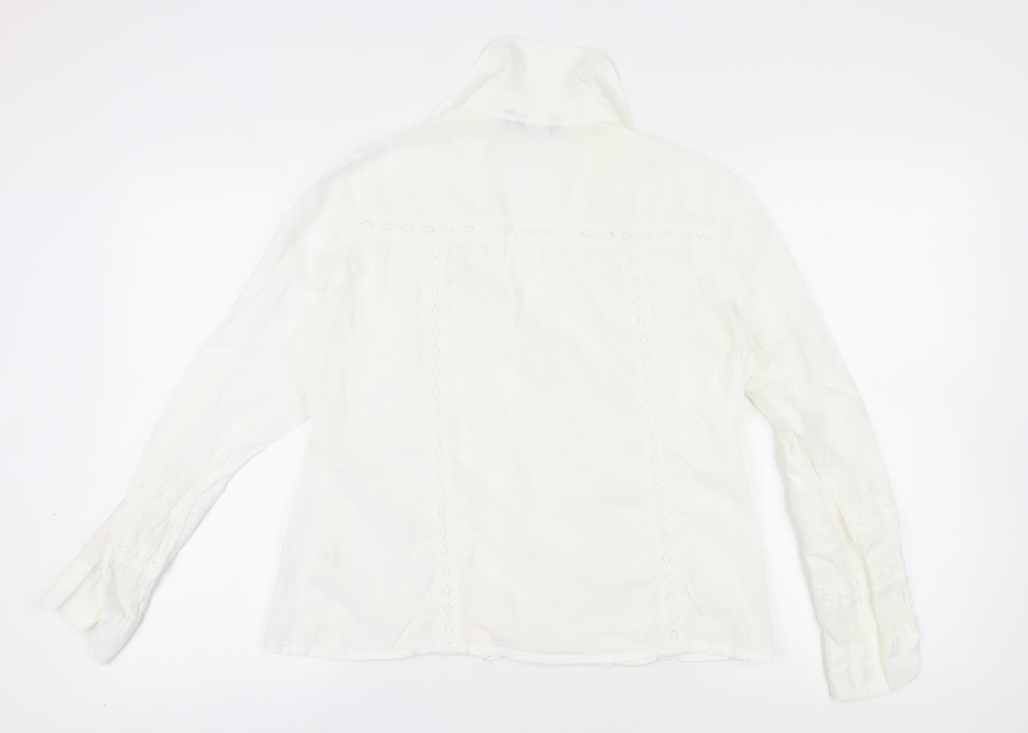 Per Una Women's White Embroidered Blouse Size 14