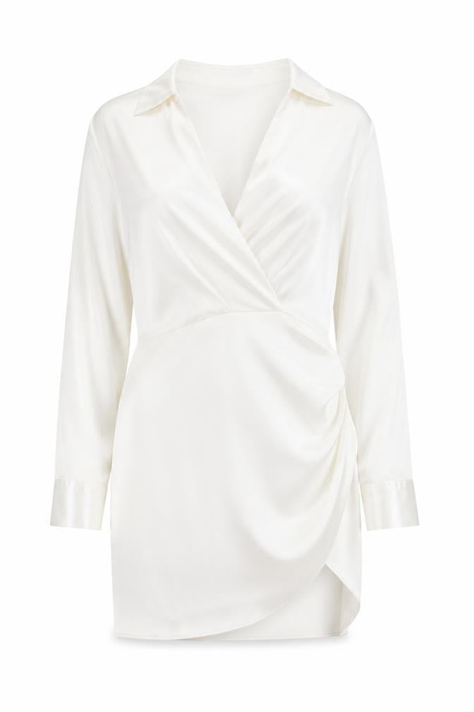 Front view of Zara Women's Ivory Wrap Dress XL