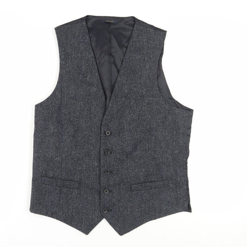 Marks and Spencer Men's Grey Waistcoat 40R Herringbone Formal