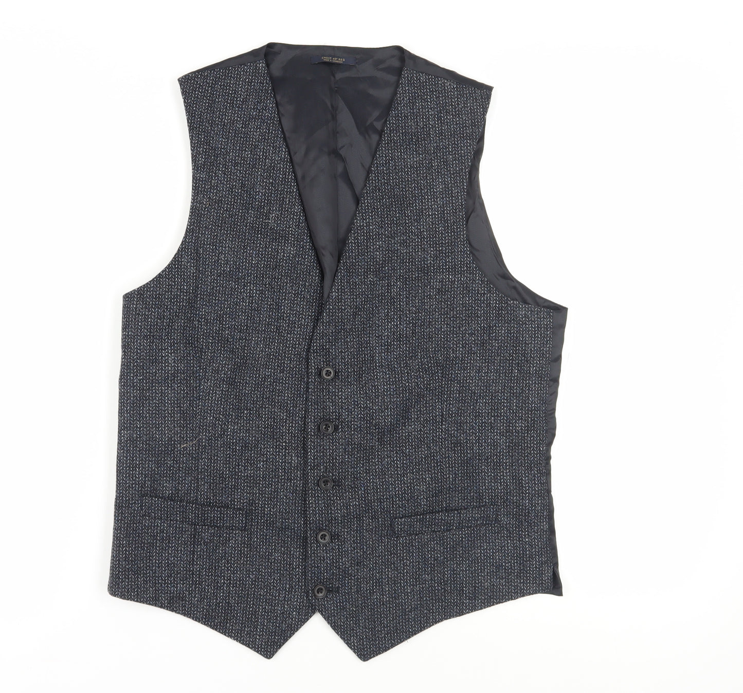 Marks and Spencer Men's Grey Waistcoat 40R Herringbone Formal