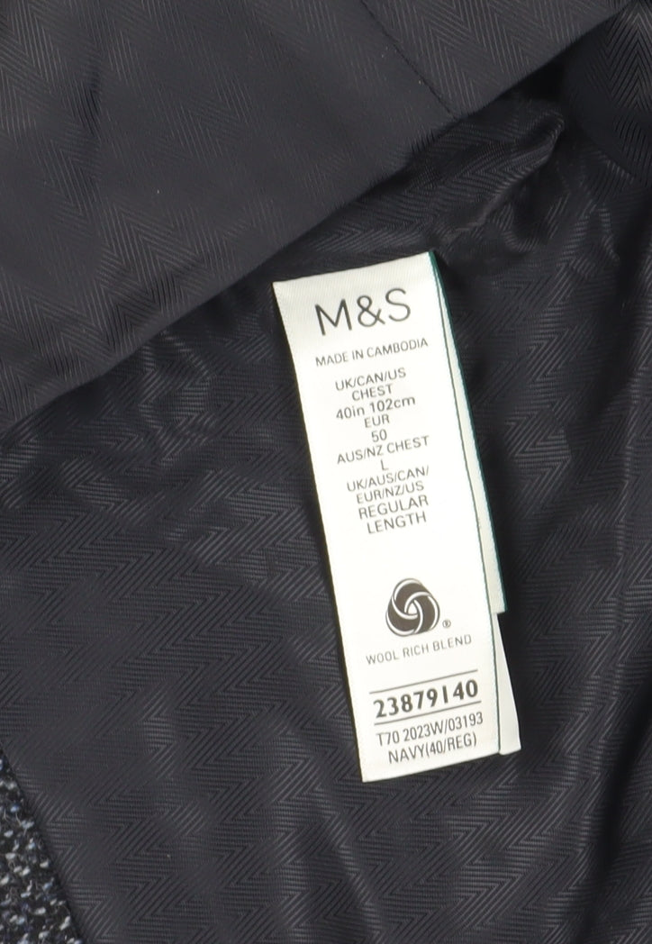 Marks and Spencer Men's Grey Waistcoat 40R Herringbone Formal