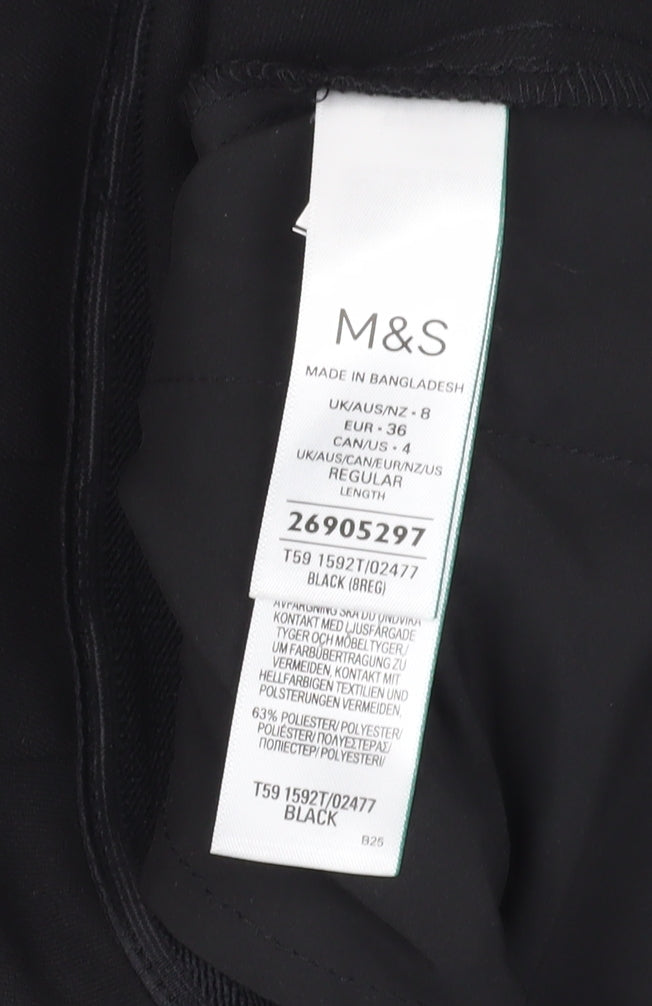 Marks and Spencer Women's Black Cropped Trousers - Size 8