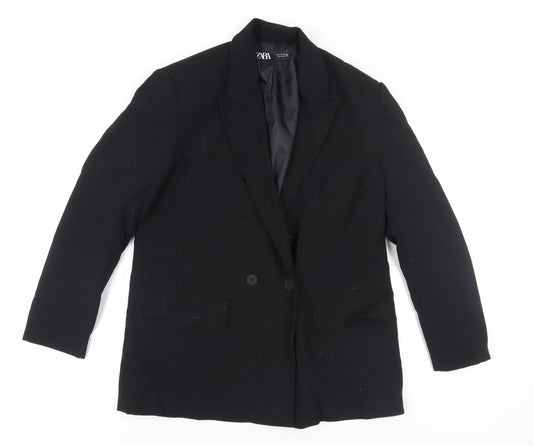 Zara Women's Black Double-Breasted Suit Jacket