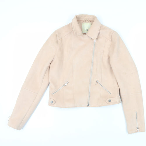 River Island Girls Beige Biker Jacket with Zipped Pockets