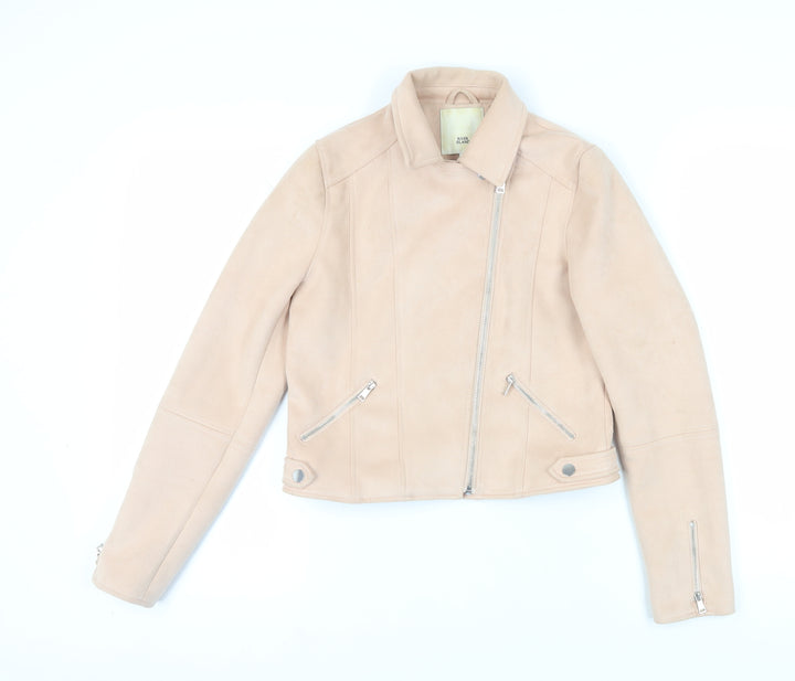 River Island Girls Beige Biker Jacket with Zipped Pockets