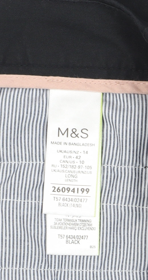 Marks and Spencer Womens Black Chino Trousers Size 14