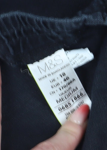 Marks and Spencer Women's Black Linen Wide-Leg Trousers