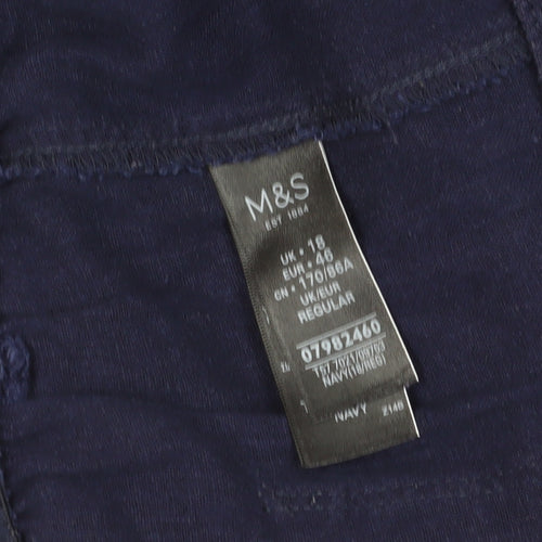 Marks and Spencer Women's Blue Linen Joggers Size 18