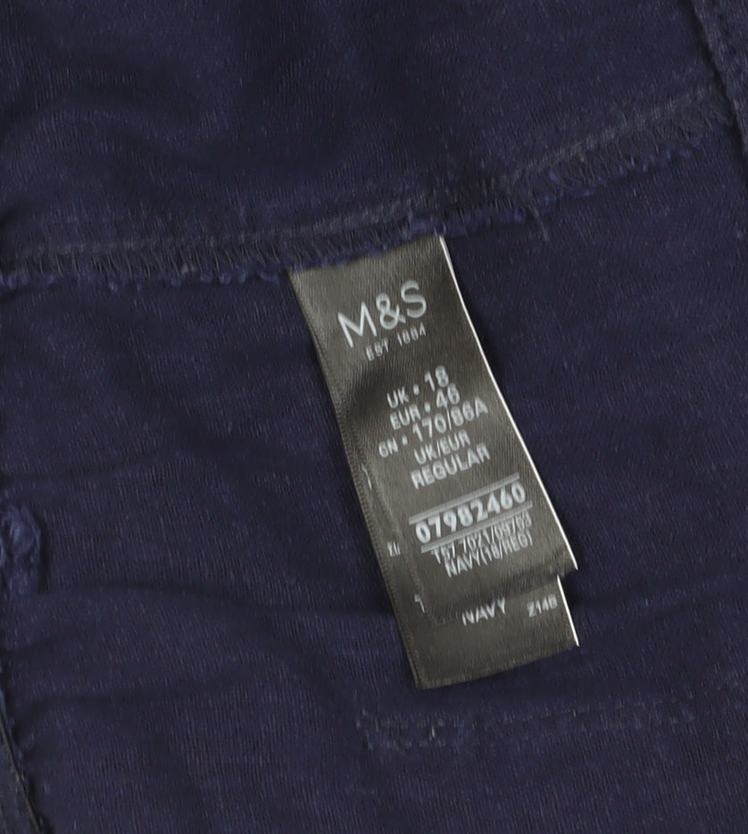 Marks and Spencer Women's Blue Linen Joggers Size 18