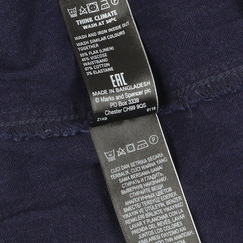Marks and Spencer Women's Blue Linen Joggers Size 18