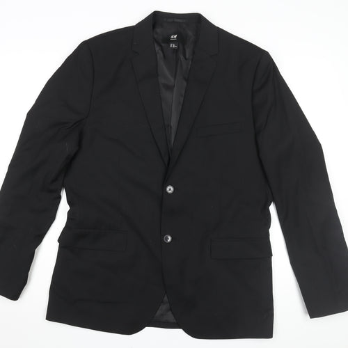 H&M Men's Black Regular Fit Blazer Size 44R - Formal Wear