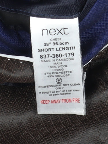 Next Men's Blue Slim Fit Blazer, Size 38S, Formal Jacket