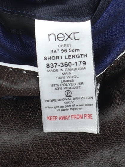 Next Men's Blue Slim Fit Blazer, Size 38S, Formal Jacket