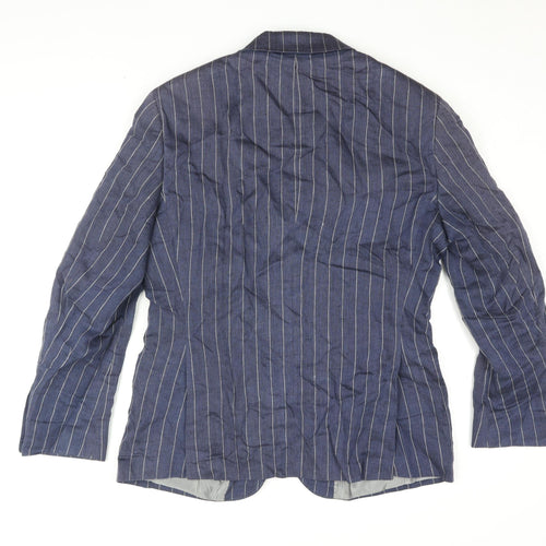 Marks and Spencer Men's Blue Striped Linen Blazer 38S