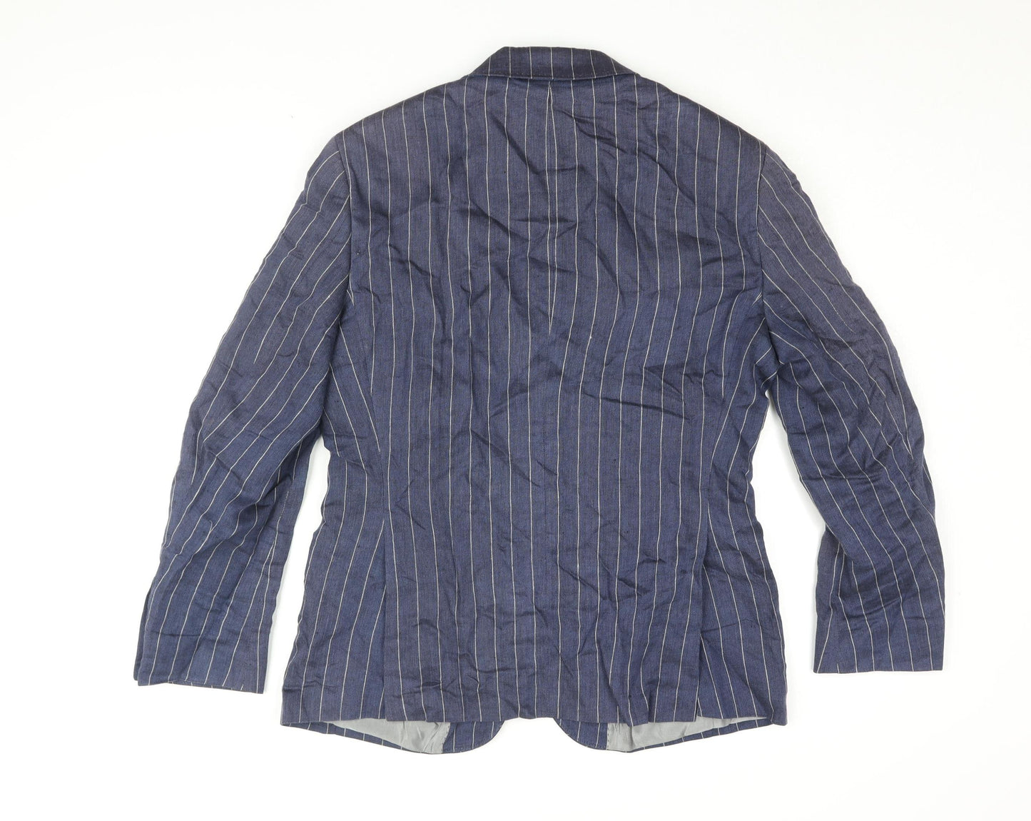 Marks and Spencer Men's Blue Striped Linen Blazer 38S