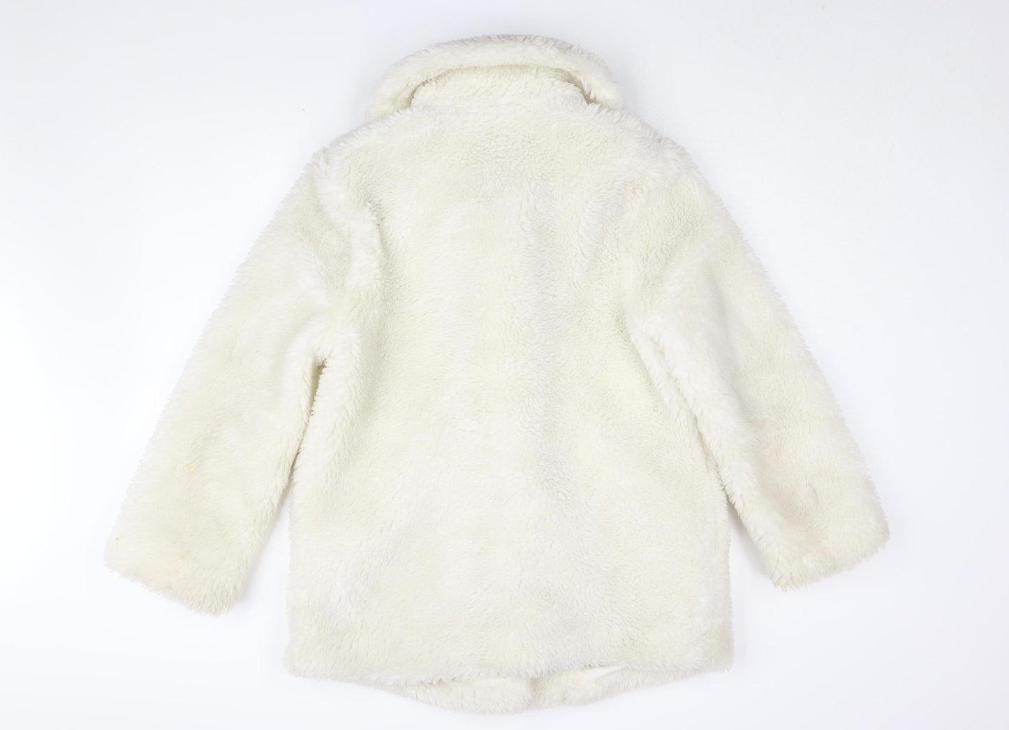 Topshop Women’s Ivory Faux Fur Coat Size 8