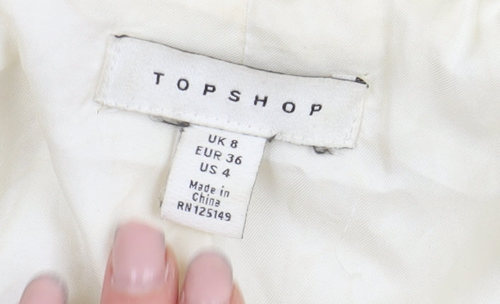 Topshop Women’s Ivory Faux Fur Coat Size 8