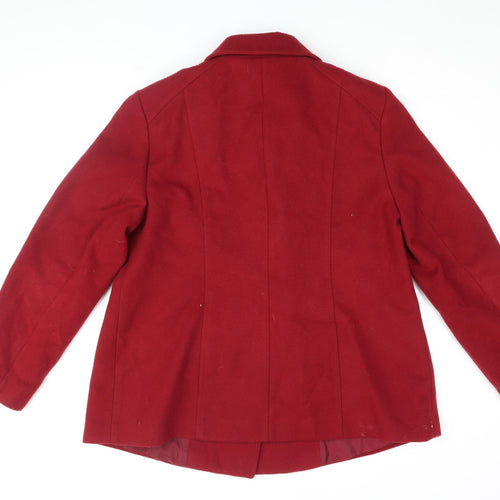 Bonmarché Women's Red Pea Coat Size 16 Double-Breasted