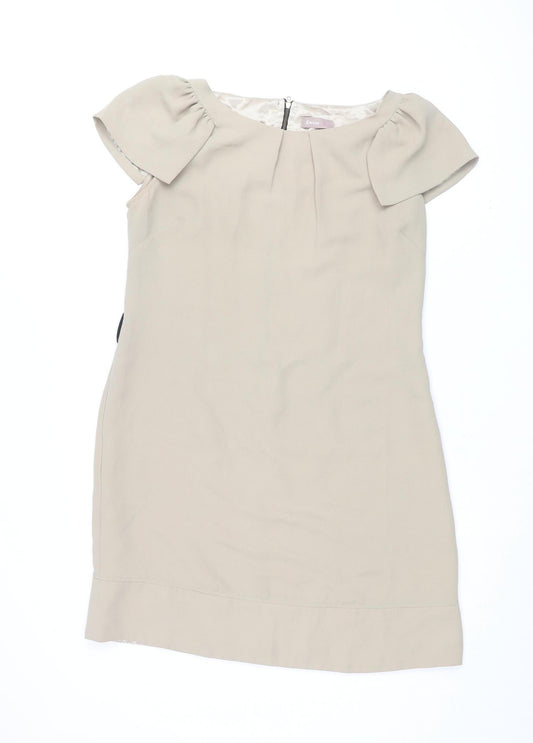 Awear Women's Beige Shift Dress, Size 12, Scoop Neck