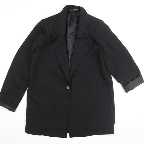 PrettyLittleThing Women's Black Long Coat Size 8