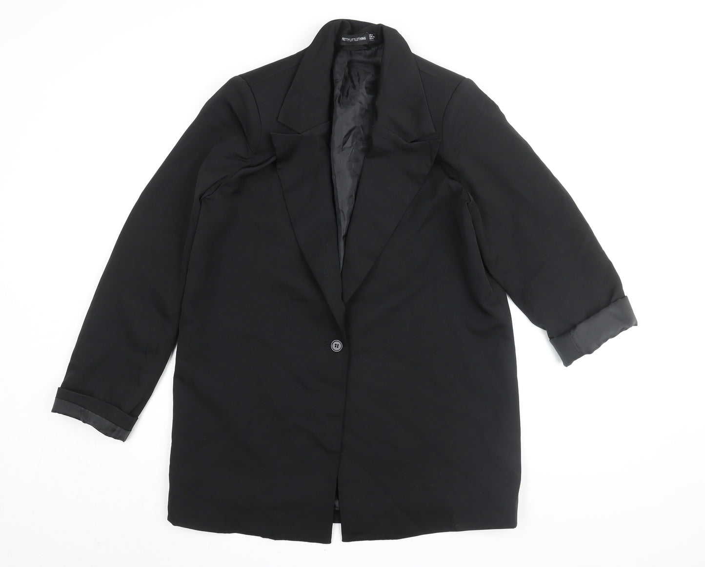 PrettyLittleThing Women's Black Long Coat Size 8