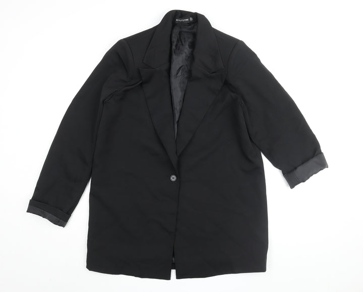 PrettyLittleThing Women's Black Long Coat Size 8