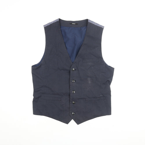 Mexx Men's Blue Check Suit Waistcoat Size 40