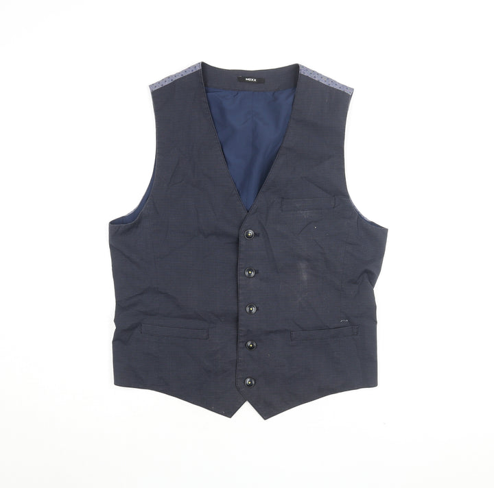 Mexx Men's Blue Check Suit Waistcoat Size 40