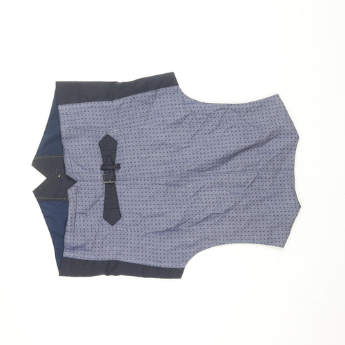Mexx Men's Blue Check Suit Waistcoat Size 40