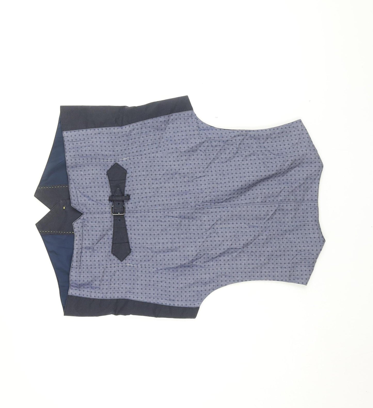 Mexx Men's Blue Check Suit Waistcoat Size 40