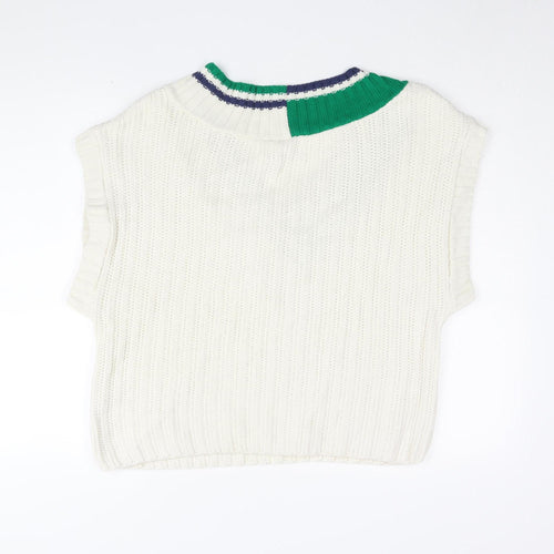 ASOS DESIGN Women's Ivory Cable Knit Vest UK 8 V-Neck