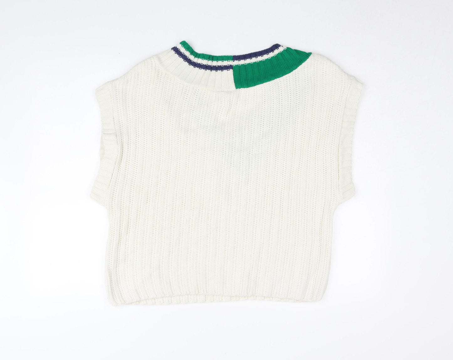 ASOS DESIGN Women's Ivory Cable Knit Vest UK 8 V-Neck