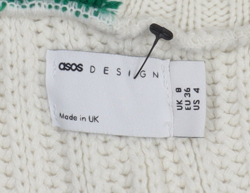 ASOS DESIGN Women's Ivory Cable Knit Vest UK 8 V-Neck