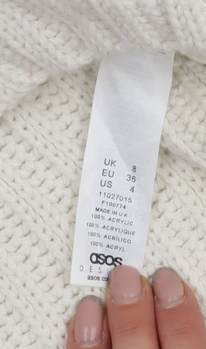 ASOS DESIGN Women's Ivory Cable Knit Vest UK 8 V-Neck