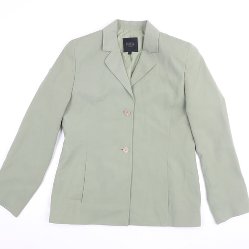 Fransa Women's Green Blazer, Size M, Two-Button Classic Fit