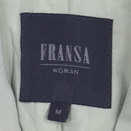 Fransa Women's Green Blazer, Size M, Two-Button Classic Fit