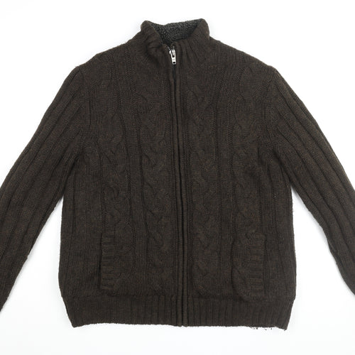 Marks and Spencer Men’s Brown Knit Full Zip Jacket L