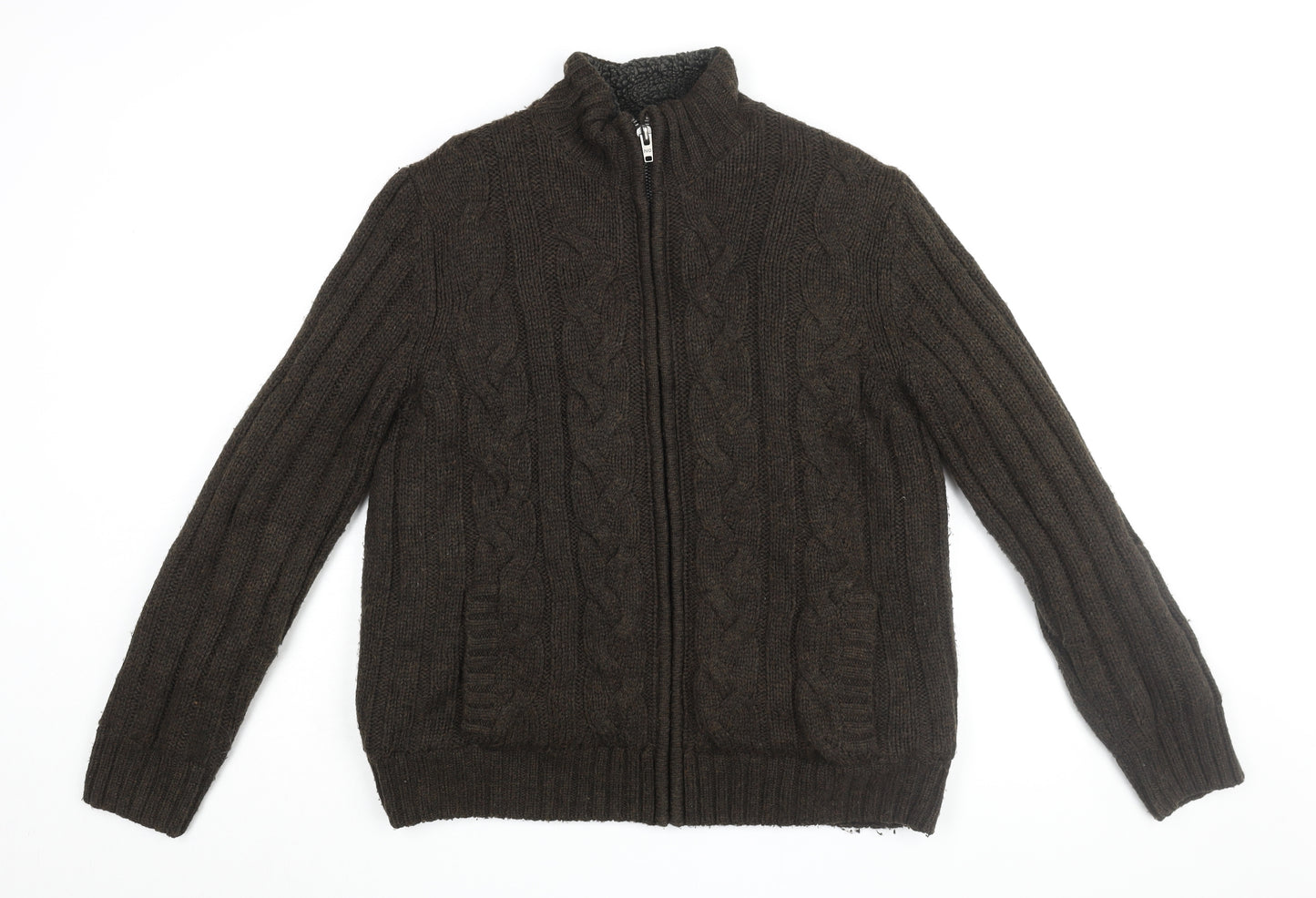 Marks and Spencer Men’s Brown Knit Full Zip Jacket L