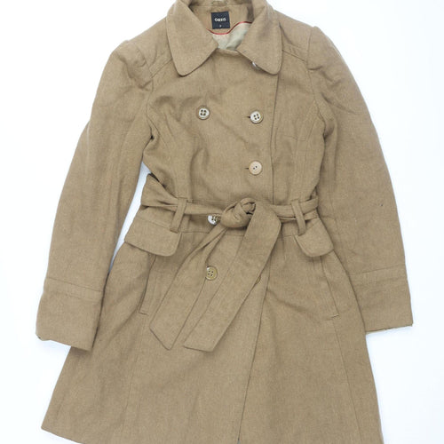 Oasis Woman's Beige Trench Coat Small Belted Button Classic