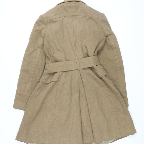 Oasis Woman's Beige Trench Coat Small Belted Button Classic