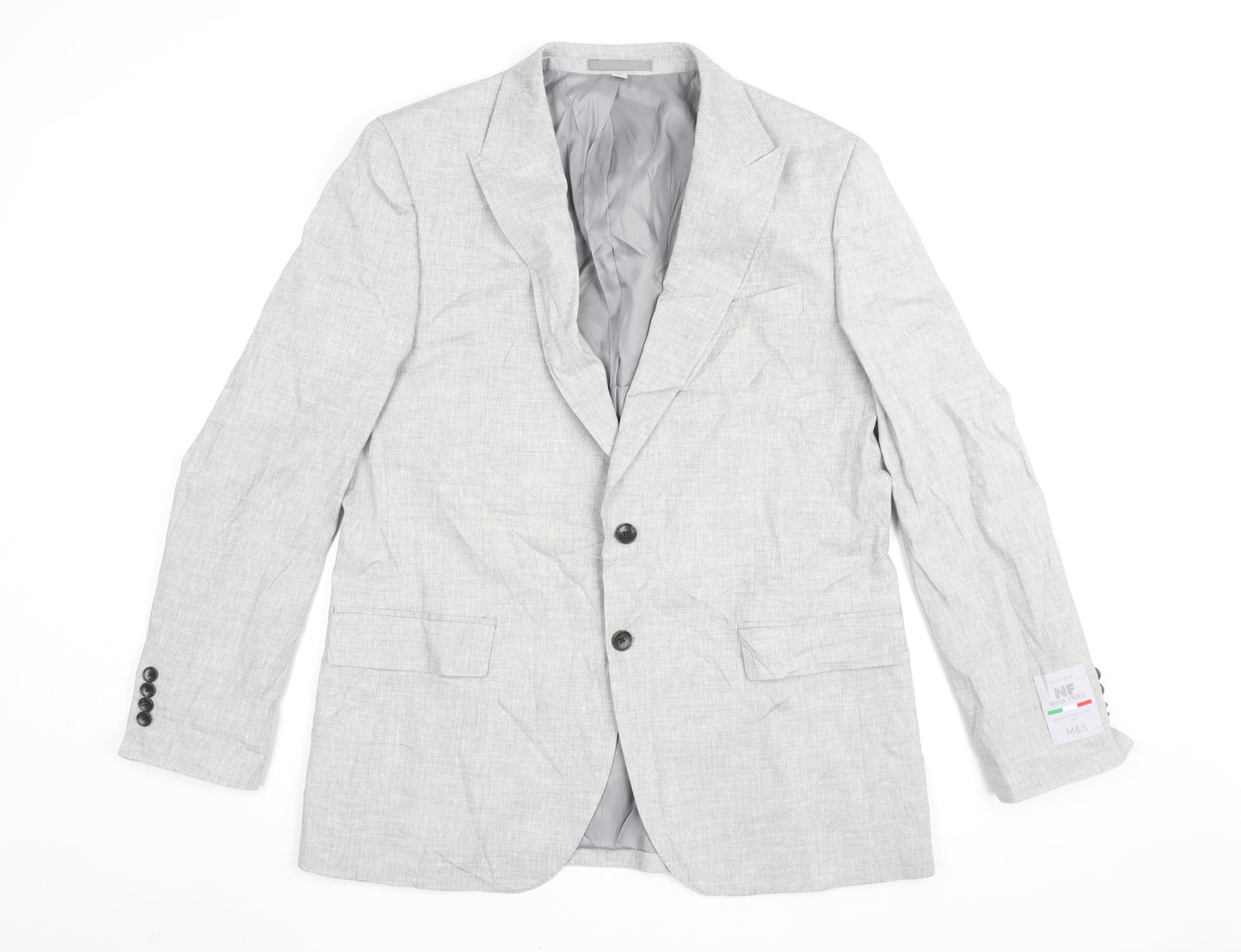 Marks and Spencer Men's Grey 42R Blazer, Linen Blend