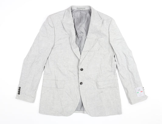 Marks and Spencer Men's Grey 42R Blazer, Linen Blend